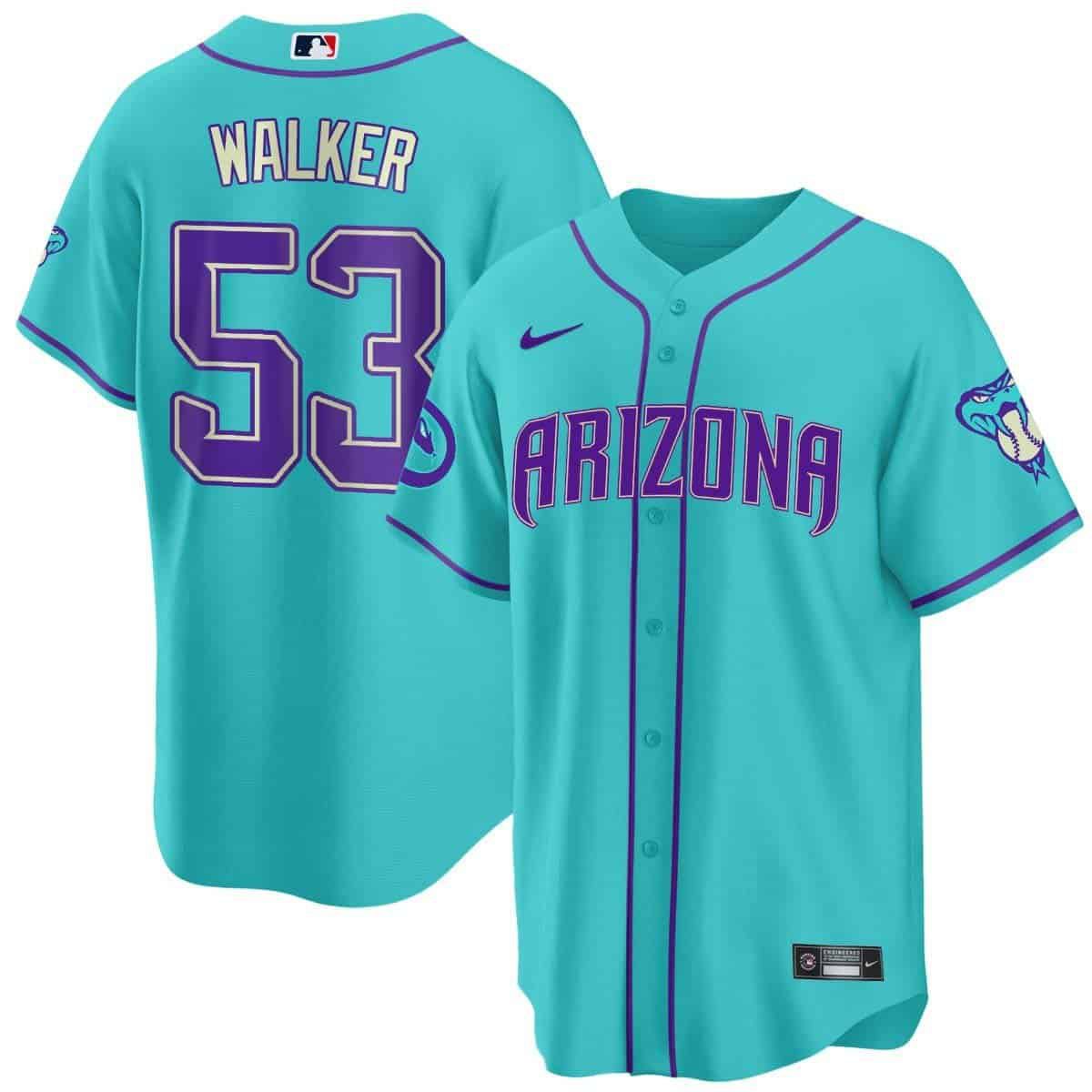 Men Arizona Diamondback #53 Walker Light Blue Nike 2024 Teal Purple MLB Jersey->arizona diamondback->MLB Jersey